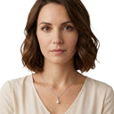 AMOR women's necklace, rhodium-plated 925 sterling silver, worn by model