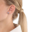 AMOR Ohrring (Ohrstecker) Damen, 925 Silber rhodiniert, Zirkonia blau, Ansicht 2