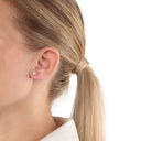 AMOR Ohrring (Ohrstecker) Damen, 925 Silber rosé vergoldet, Motiv Blume, Zirkonia weiß, Ansicht 2