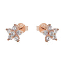 AMOR Ohrring (Ohrstecker) Damen, 925 Silber rosé vergoldet, Motiv Blume, Zirkonia weiß, Ansicht 4