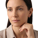 AMOR women's hoop earrings, 375 gold, worn by model