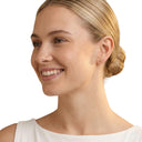 AMOR unisex stud earrings, 375 gold, worn by model