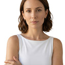 AMOR women's hoop earrings, 375 gold, worn by model