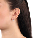 AMOR Ohrring (Creolen) Damen, 925 Silber rhodiniert, Zirkonia schwarz, Ansicht 2