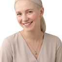 AMOR women's necklace, rhodium-plated 925 sterling silver, worn by model