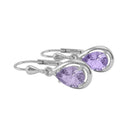 AMOR women's drop earrings, rhodium-plated 925 sterling silver, purple, view 4