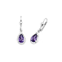 AMOR women's drop earrings, rhodium-plated 925 sterling silver, purple, main image