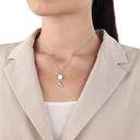 AMOR Halskette Damen, 925 Silber rhodiniert, Motiv Blume, Ansicht 2