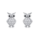 AMOR Ohrring (Ohrstecker) Damen, 925 Silber rhodiniert, Motiv Eule, Zirkonia schwarz, Ansicht 3