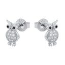 AMOR Ohrring (Ohrstecker) Damen, 925 Silber rhodiniert, Motiv Eule, Zirkonia schwarz, Ansicht 4