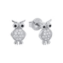 AMOR Ohrring (Ohrstecker) Damen, 925 Silber rhodiniert, Motiv Eule, Zirkonia schwarz, Hauptbild