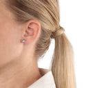 AMOR Ohrring (Ohrstecker) Damen, 925 Silber rhodiniert, Motiv Blume, Zirkonia weiß, Ansicht 2