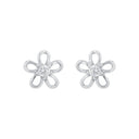 AMOR Ohrring (Ohrstecker) Damen, 925 Silber rhodiniert, Motiv Blume, Zirkonia weiß, Ansicht 3