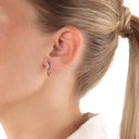 AMOR Ohrring (Creolen) Damen, 925 Silber rosé vergoldet, Zirkonia beige, Ansicht 2
