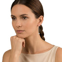 AMOR women's threader earrings, rhodium-plated 925 sterling silver, worn by model