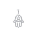 AMOR Anhänger (Halskette) Damen, 925 Silber rhodiniert, Motiv Hamsa Hand, Zirkonia weiß, Rückseite