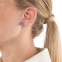 AMOR Ohrring (Ohrstecker) Damen, 925 Silber rhodiniert, Kristall blau, Ansicht 2