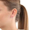 AMOR Ohrring (Creolen) Damen, 925 Silber rhodiniert, Zirkonia blau, Ansicht 3