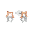 AMOR Ohrring (Ohrstecker) Damen, 925 Silber silber / rosévergoldet (bicolor), Motiv Stern, Zirkonia weiß, Hauptbild