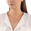 AMOR Halskette Damen, 925 Silber rosé vergoldet, Motiv Blatt, Zirkonia weiß, Ansicht 2