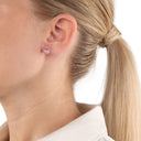 AMOR Ohrring (Ohrstecker) Damen, 925 Silber rosé vergoldet, Katzenauge rosa, Ansicht 2