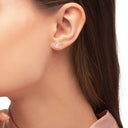 AMOR Ohrring (Ohrstecker) Damen, 925 Silber rosé vergoldet, Katzenauge rosa, Ansicht 3