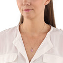 AMOR Halskette Damen, 925 Silber rosé vergoldet, Katzenauge rosa, Ansicht 2