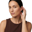 AMOR women's hoop earrings, rhodium-plated 925 sterling silver, worn by model