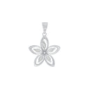 AMOR Anhänger (Halskette) Damen, 925 Silber rhodiniert, Motiv Blume, Zirkonia weiß, Rückseite