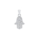 AMOR Anhänger (Halskette) Damen, 925 Silber rhodiniert, Motiv Hamsa Hand, Zirkonia weiß, Rückseite