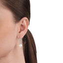 AMOR women's hoop earrings, rhodium-plated 925 sterling silver, view 2