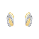 AMOR Ohrring (Creolen) Damen, 925 Silber silber / vergoldet (bicolor), Zirkonia weiß, Ansicht 3