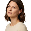 AMOR women's drop earrings, rhodium-plated 925 sterling silver, worn by model