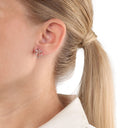 AMOR Ohrring (Ohrstecker) Damen, 925 Silber rosé vergoldet, Motiv Blatt, Zirkonia weiß, Ansicht 2