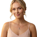 AMOR women's necklace, two-tone 925 sterling silver (silver and rose gold-plated), worn by model