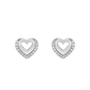 AMOR Ohrring (Ohrstecker) Damen, 925 Silber rhodiniert, Motiv Herz, Zirkonia weiß, Ansicht 3