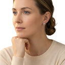 AMOR women's stud earrings, rhodium-plated 925 sterling silver, worn by model