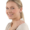 AMOR women's stud earrings, rhodium-plated 925 sterling silver, worn by model