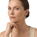 AMOR women's drop earrings, rhodium-plated 925 sterling silver, worn by model