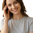AMOR women's necklace, rhodium-plated 925 sterling silver, worn by model