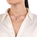 AMOR Halskette Damen, 925 Silber rhodiniert, Motiv Herz, Zirkonia dunkelblau, Ansicht 2