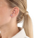 AMOR Ohrring (Ohrstecker) Damen, 925 Silber rhodiniert, Motiv Blume, Zirkonia weiß, Ansicht 2