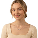 AMOR women's necklace, two-tone 925 sterling silver (silver and rose gold-plated), worn by model