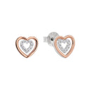 AMOR Ohrring (Ohrstecker) Damen, 925 Silber silber / rosévergoldet (bicolor), Motiv Herz, Zirkonia weiß, Hauptbild