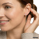 AMOR women's hoop earrings, rhodium-plated 925 sterling silver, silver, view 2