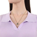 AMOR Halskette Damen, 925 Silber 14ct vergoldet, Malachit grün, Ansicht 2