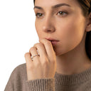 AMOR women's ring, two-tone 925 sterling silver (silver and gold-plated), worn by model