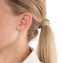 AMOR Ohrring (Ohrstecker) Damen, 925 Silber vergoldet, Opal weiß, Ansicht 2