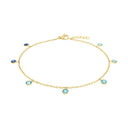 AMOR Fußkette Damen, Edelstahl IP gold, Zirkonia blau, Hauptbild