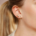 AMOR Ohrring (Ohrstecker) Damen, 925 Silber vergoldet, Opal weiß, am Model